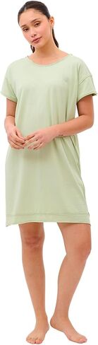 Camila Organic Pima Cotton T-Shirt Dress & Nightgown, Soft Comfortable Sleepwear, Mid Length & Short Sleeve in Saudi Arabia