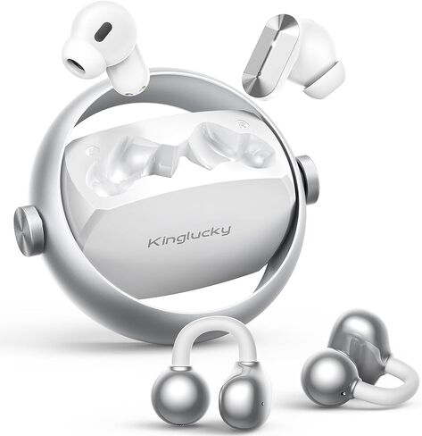 Kinglucky New A1 Open Ear Clip On Earbuds, Lightweight Comfort Fit with Dual-Driver Sound, 40H Playtime, Wireless Headphones Bluetooth 6.0 with Clear Calls, IP56 Waterproof Ear Buds, Kinyo Black in Kuwait