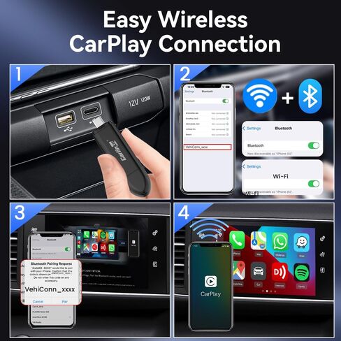 Carlinkit Mini Wireless Carplay Adapter for Apple, Plug & Play,Wired to Wireless CarPlay Adapter,Double-Ended Design,Cost Effective,Not for BMW,Tesla in Saudi Arabia