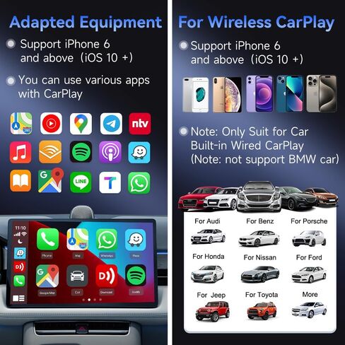 Carlinkit Mini Wireless Carplay Adapter for Apple, Plug & Play,Wired to Wireless CarPlay Adapter,Double-Ended Design,Cost Effective,Not for BMW,Tesla in Saudi Arabia