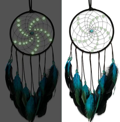 Dream Catcher for Boys Blue Dreamcatcher for Bedroom Handmade Feather Hanging Decoration Ornament Birthday Festival Craft Gift in Saudi Arabia