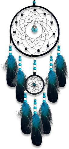 Dream Catcher for Boys Blue Dreamcatcher for Bedroom Handmade Feather Hanging Decoration Ornament Birthday Festival Craft Gift in Saudi Arabia