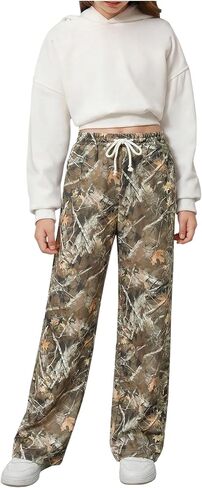SweatyRocks Girl's Baggy Sweatpants Casual Drawstring Straight Leg Camo Pants in Saudi Arabia