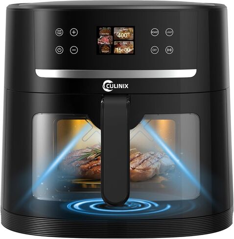 مقلاة هوائية ذكية 8.5QT مع تقنية AutoSense، طهي بلمسة واحدة لشرائح اللحم وأجنحة الدجاج والبطاطس المقلية و12 أخرى، حجم عائلي XXL، تذكير بالرج، غير لاصق، أسود in Saudi Arabia