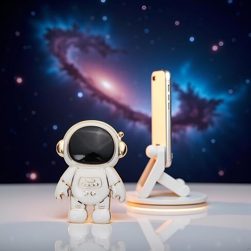 Astronaut Phone Stand Holder,Cute Cell Phone Hidden Kickstand,Astronaut Phone Holder for Desk,Adjustable Tablet Phone Ring Stand, Gift for Women Cell Phone Stands Accessories (Black) in Saudi Arabia