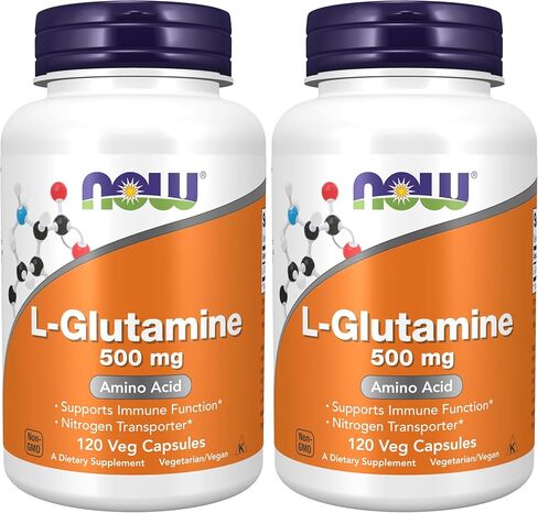NOW Foods Supplements، ل-جلوتامين 500 مجم، ناقل النيتروجين*، حمض أميني، 120 كبسولة نباتية in Kuwait