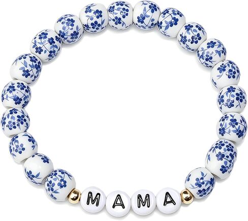 Blue and White Porcelain Bow Bracelet, Christmas/Mother's Day/Valentine's Day/Birthday Gift for Mom/Grandma in Saudi Arabia