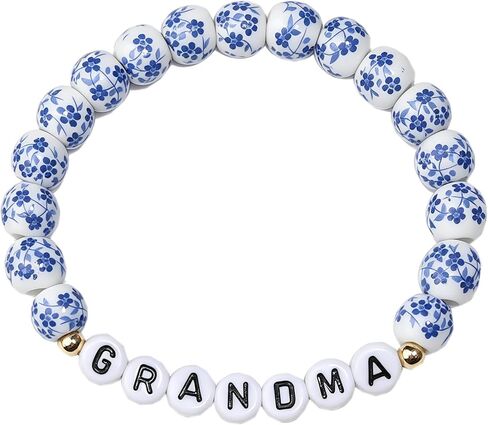 Blue and White Porcelain Bow Bracelet, Christmas/Mother's Day/Valentine's Day/Birthday Gift for Mom/Grandma in Saudi Arabia