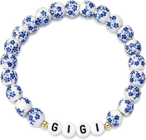 Blue and White Porcelain Bow Bracelet, Christmas/Mother's Day/Valentine's Day/Birthday Gift for Mom/Grandma in Saudi Arabia