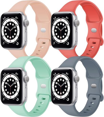 Sport Band Compatible with Apple Watch Band 40mm 38mm 41mm 42mm 44mm 45mm Women Men, Water-Soft Silicone Strap for iWatch Series 11 10 9 8 7 6 5 4 3 SE Ultra in Saudi Arabia
