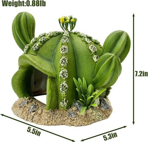 kathson Reptile Tank Decor Lizard Hide and Cave Plants Terrarium Decorations Resin Cactus Desert Aquarium Tank Habitat Accessories for Bearded Dragon Chameleon Leopard Gecko Snake Fish (Cactus) in Saudi Arabia