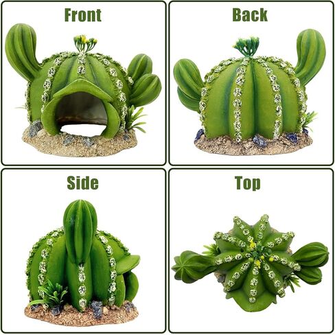 kathson Reptile Tank Decor Lizard Hide and Cave Plants Terrarium Decorations Resin Cactus Desert Aquarium Tank Habitat Accessories for Bearded Dragon Chameleon Leopard Gecko Snake Fish (Cactus) in Saudi Arabia