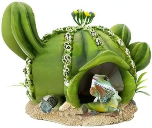 kathson Reptile Tank Decor Lizard Hide and Cave Plants Terrarium Decorations Resin Cactus Desert Aquarium Tank Habitat Accessories for Bearded Dragon Chameleon Leopard Gecko Snake Fish (Cactus) in Saudi Arabia