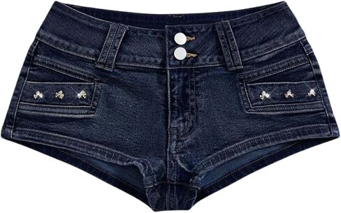 شورت جينز نسائي منخفض الارتفاع من Verdusa Y2K Goth Vintage Booty Micro مع جيوب in Kuwait