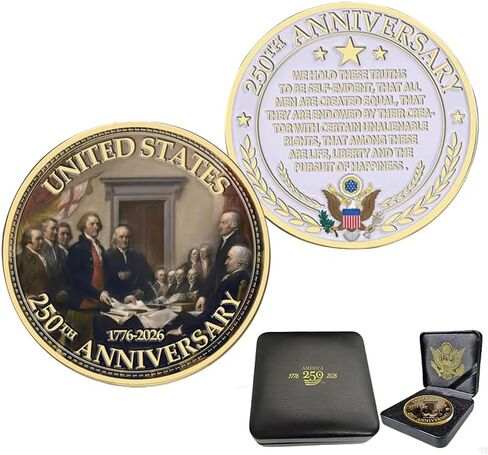USA 250th Anniversary Commemorative Coin, American Eagle Patriotic Design, America 250 Merchandise Collectible (WW) in Saudi Arabia