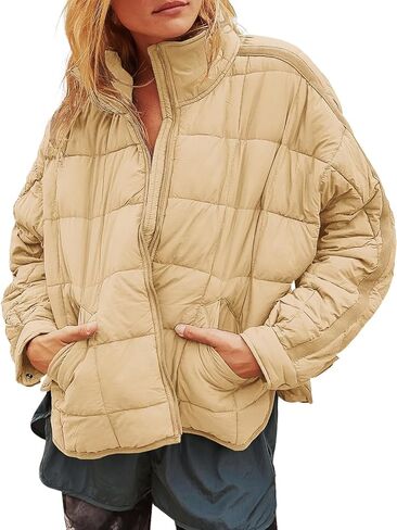 Gacaky Women's Baggy Lightweight Zip Puffer Jacket Warm Winter Down Coat with Pockets in Saudi Arabia