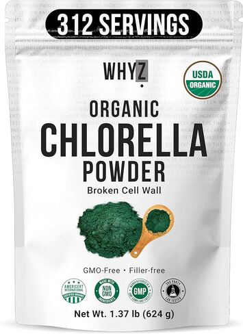 Organic Chlorella Powder, 22 oz, Raw, Premium Superfood Rich in Vegan Protein & Chlorophyll, Non-GMO, Vegan-Friendly Supplement, 312 Servings in Saudi Arabia