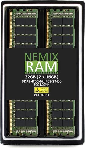 NEMIX RAM 64GB (1X64GB) DDR5 4800MHZ PC5-38400 2Rx4 1.1V CL40 288-PIN ECC RDIMM ذاكرة الخادم المسجلة المتوافقة مع خادم Dell PowerEdge R6615 Rack in Kuwait