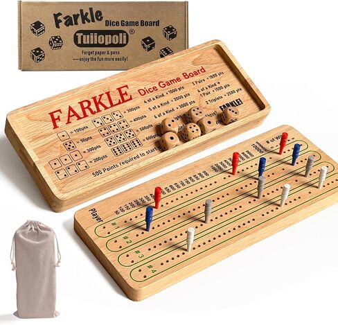 مجموعة لوحة النتائج Tuiiopoli Farkle Dice والورق والأقلام - تصميم مجاني 4 مجموعات من أوتاد اللاعب الملونة و6 نرد خشبي للعب والحفلات الليلية والسفر in Saudi Arabia
