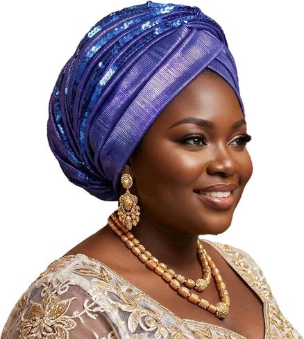 قبعة عمامة ملفوفة بالترتر، وشاح رأس كيميائي، غطاء رأس مريض السرطان مربوط مسبقًا، in Kuwait