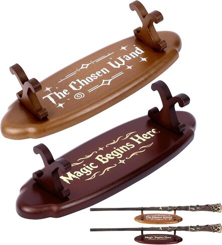 عرض حامل العصا الخشبية - حاملات العصا السحرية مع اقتباسات مختومة من الرقائق المعدنية - لمجموعة المعالج والديكور، 5.4 بوصة طول × 1.9 بوصة عرض × 1.4 بوصة ارتفاع، عبوتان، كرزي in Kuwait