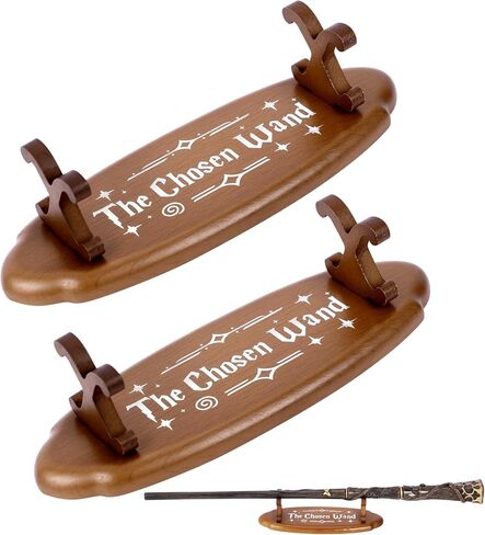 Wood Wand Stand Display - Magic Wand Holders with Foil Stamped Quotes - for Wizard Collection & Decoration, 5.4" L × 1.9" W × 1.4" H, 2-Pack, Cherry in Saudi Arabia
