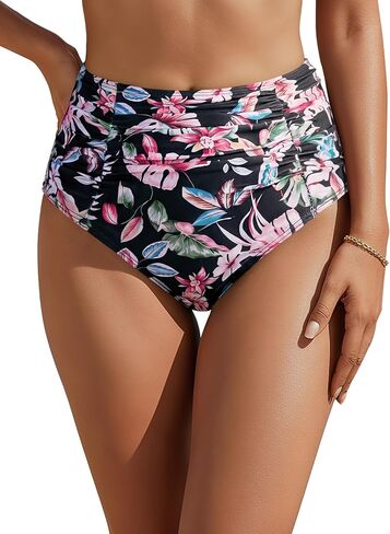 Blooming Jelly Womens High Waisted Bikini Bottoms Tummy Control Swim Bottom Ruched Full Coverage Retro Swimwear in Saudi Arabia