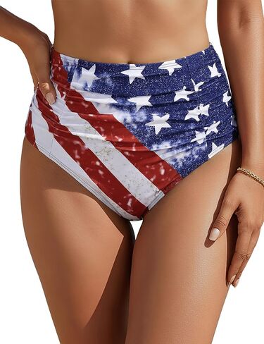Blooming Jelly Womens High Waisted Bikini Bottoms Tummy Control Swim Bottom Ruched Full Coverage Retro Swimwear in Saudi Arabia