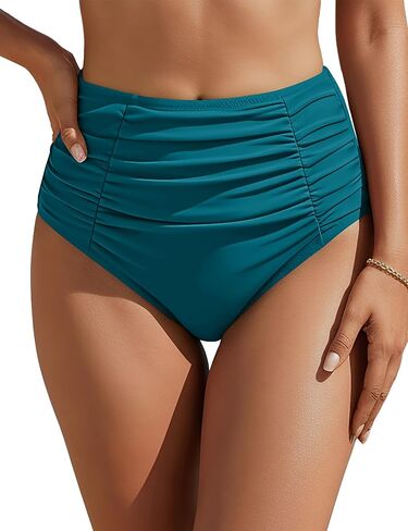 Blooming Jelly Womens High Waisted Bikini Bottoms Tummy Control Swim Bottom Ruched Full Coverage Retro Swimwear in Saudi Arabia