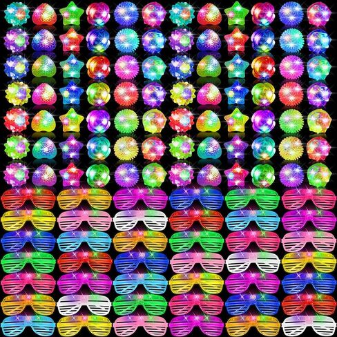 60 قطعة من نظارات LED السائبة 10 ألوان نيون تتوهج في الظلام إمدادات الحفلات المفضلة للنظارات المضيئة 3 أوضاع إضاءة توهج عصا النظارات الشمسية لأعياد الميلاد والكريسماس والهالوين لعبة فلاش للحفلات in Kuwait
