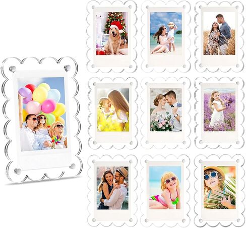 10 Pack Acrylic Fridge Magnetic Frame for Polaroid, 2.36x3.54 In Mini Picture Frames Colorful for Fujifilm Instax Mini, 2 Sided Photo Refrigerator Magnet Picture Display Clear Frame Petal in Saudi Arabia