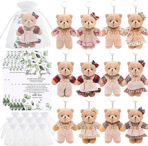 Mini Teddy Bears Bulk - 12PCS 6 Couple Pocket Bears with Clothes, Little Bear Toys for Valentine's Day Wedding Party Gift, Decoration for Backpack Keychain, Includes Gift Bags & Cards in Saudi Arabia