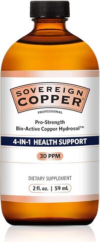 Sovereign Pro-Strength Bio-Active Copper Hydrosol - Bioavailable Copper Liquid Supplement for Adults & Kids with Silver Hydrosol for Hair, Skin, & Nails, 30ppm - 2 fl oz (59mL) in Saudi Arabia