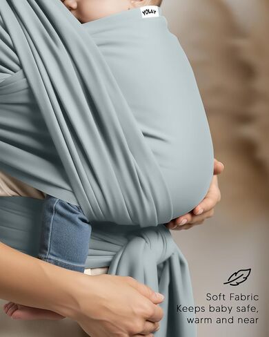 حاملة أطفال من Yolay سهلة الارتداء، حاملة أطفال ناعمة قابلة للتعديل بدون استخدام اليدين، مناسبة للأطفال حديثي الولادة حتى وزن 50 رطلاً، رمادي غامق in Kuwait