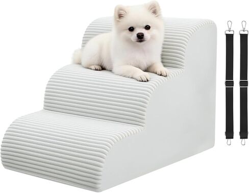سلالم للكلاب للسرير يصل ارتفاعها إلى 60.96 سم، ارتفاع إضافي 22.8 سم، خطوات للحيوانات الأليفة بأربع خطوات للكلاب والقطط الصغيرة، منحدر قوي غير قابل للانزلاق للكلاب مع حزام أمان مضاد للطرف وغطاء قابل للغسل، سلالم داخلية متوازنة للحيوانات الأليفة in Kuwait