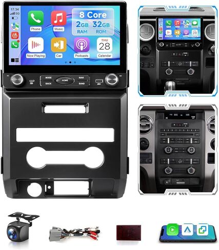 8 CORE 4G + 64G ستيريو سيارة لفورد F150 2009 إلى 2014 Apple CarPlay Android Auto، شاشة لمس IPS مقاس 10.2 بوصة لوحدة رأس الراديو F-150 GPS Navi 5G WiFi Bluetooth FM RDS DSP SWC AHD Camera MIC in Kuwait