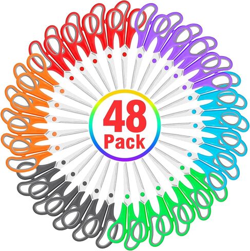 24 Pack Scissors Bulk, 8 Inch Sharp Scissors All Purpose for Office School Classroom, Shear Fabric Sewing Craft Cutting Paper for Adults Teachers Students, School Supplies for Right/Left Handles in Saudi Arabia