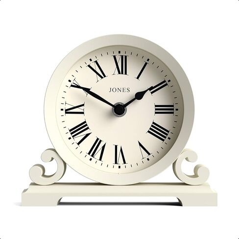 JONES CLOCKS® Saloon Mantel Clock | Traditional Double Scroll Design | Black | Roman Numerals | Classic Style for Desk, Table, Shelf or Bedside in Saudi Arabia