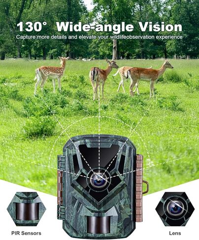 KJK 36MP Trail Game Camera: 2.7K Video, 0.1s Trigger, 130° View, Low Glow IR, IP66 Waterproof with Screen in Saudi Arabia