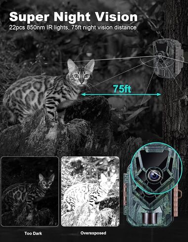 KJK 36MP Trail Game Camera: 2.7K Video, 0.1s Trigger, 130° View, Low Glow IR, IP66 Waterproof with Screen in Saudi Arabia