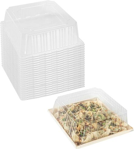 LIDS ONLY: 15.2 x 11.2 x 2.8 Inch Clear Plate Lids, 25 Disposable Plate Cover Lids - Plates Sold Separately, Dome Design, Clear Plastic Lids, For Party Platters Or Delivery Orders - Restaurantware in Saudi Arabia