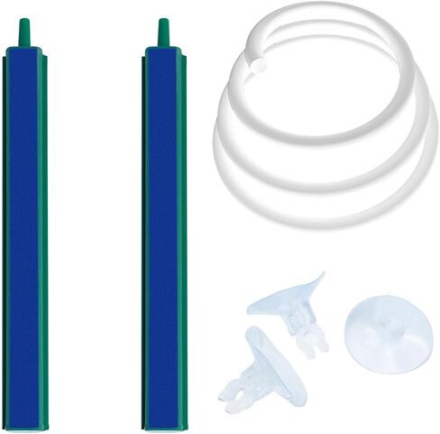Saim Aquarium Air Stone Bar Bubbler, 2 Pack Bubbler Stone with Plastic Base, 9.8ft Airline Tubing with 3 Piece Suction Cup for Fish Tank, Air Stone Bar (11.8 Inch) in Saudi Arabia