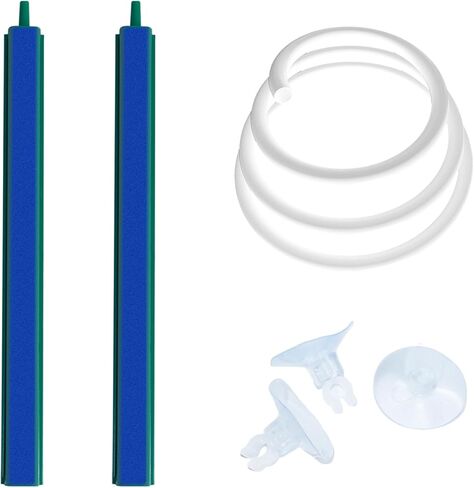 Saim Aquarium Air Stone Bar Bubbler, 2 Pack Bubbler Stone with Plastic Base, 9.8ft Airline Tubing with 3 Piece Suction Cup for Fish Tank, Air Stone Bar (11.8 Inch) in Saudi Arabia