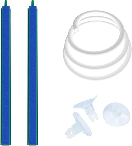 Saim Aquarium Air Stone Bar Bubbler, 2 Pack Bubbler Stone with Plastic Base, 9.8ft Airline Tubing with 3 Piece Suction Cup for Fish Tank, Air Stone Bar (11.8 Inch) in Saudi Arabia