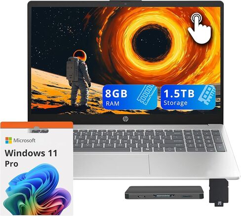 HP 15 Notebook Laptop, 15.6" Full HD Display, Intel Core i5-1135G7 Processor, 32GB DDR4 RAM, 1TB PCIe SSD, USB Type-C, Webcam, Wi-Fi, Windows 11 Home, Silver in Kuwait