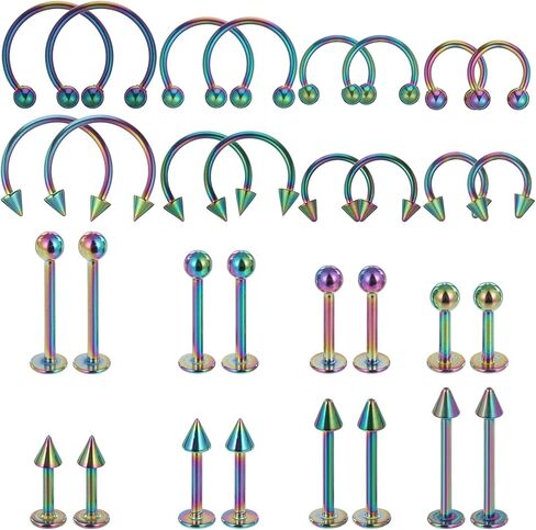 64 PCS Jewelry Lip Barbell Ring Lip Rings Vertical Labret Medusa Snake Bite Earring Piercing Jewelry Helix Earring Daith Tragus Cartilage Studs Steel for Women Men in Saudi Arabia