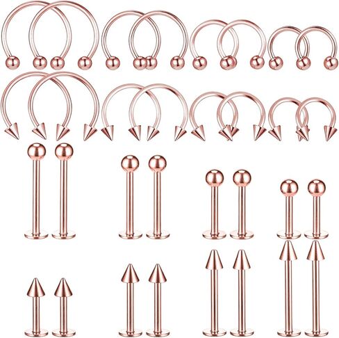 64 PCS Jewelry Lip Barbell Ring Lip Rings Vertical Labret Medusa Snake Bite Earring Piercing Jewelry Helix Earring Daith Tragus Cartilage Studs Steel for Women Men in Saudi Arabia