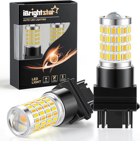 Ibrightstar Super Bright 3157 4157 3155 3457 Switchback LED لمبات مع استبدال جهاز العرض لأضواء/DRL أثناء النهار والانتقال إلى أشعة الإشارة ، أبيض/العنبر in Kuwait