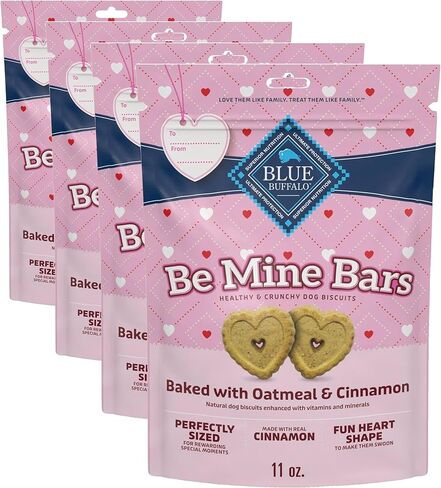 Blue Buffalo Be Mine Bars Heart-Shaped Healthy & Crunchy Dog Biscuits, Natural Valentine’s Dog Treats, Baked with Oatmeal & Cinnamon, 11-oz Bag in Saudi Arabia