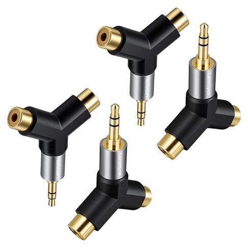 3.5mm to 2RCA Audio Y-Adapter 2Pack,1/8 Inch (3.5mm) TRS Stereo Male to Dual RCA Female Hi-Fi Sound Auxiliary Y Splitter Metal Gold-Plated Converter Connector for Phone, Tablet, Computer, MP3, Speaker in Saudi Arabia